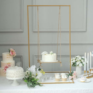 Elegant Gold Metal Hanging Cake Stand Swing for Stunning Dessert Displays Elegant Gold Metal Hanging Cake Stand Swing for Stunning Dessert Displays