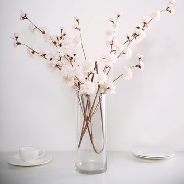 2 Branches 42" Tall Ivory Artificial Silk Carnation Flower Stems