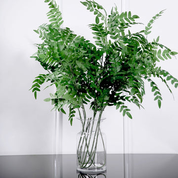 2 Bushes 42" Tall Light Green Artificial Silk Honey Locust Branches, Faux Plant Stem Vase Fillers