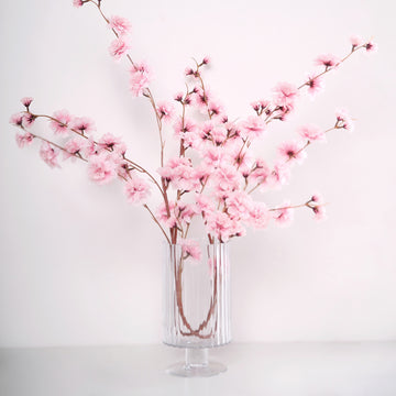 2 Branches 42" Tall Pink Artificial Silk Carnation Flower Stems