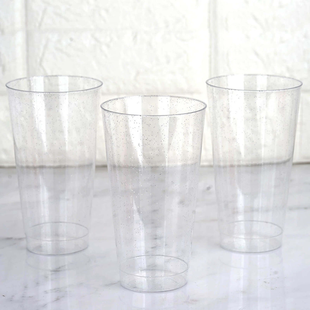 12 Pack 17oz Silver Glitter Plastic Cups