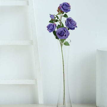 2 Bouquets 33" Tall Violet Artificial Silk Rose Flower Bush Stems
