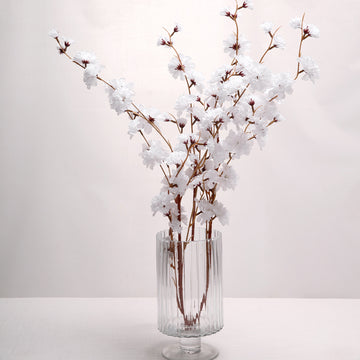 2 Branches 42" Tall White Artificial Silk Carnation Flower Stems