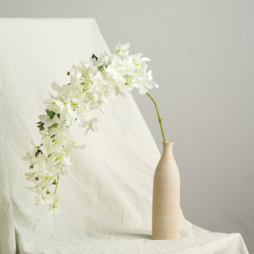 4 Stems 41" Tall White Artificial Silk Hydrangea Flower Branches