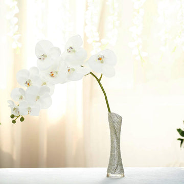 2 Stems 40" Tall White Artificial Silk Orchid Flower Bouquets