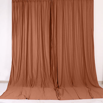 2 Pack Terracotta (Rust) Scuba Polyester Event Curtain Drapes, Inherently Flame Resistant Backdrop Event Panels Wrinkle Free with Rod Pockets - 10ftx10ft