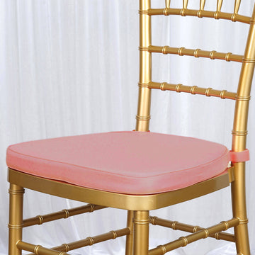2" Thick Dusty Rose Chiavari Chair Pad, Memory Foam Seat Cushion With Ties and Removable Cover