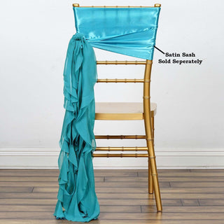 Add Elegance to Your Event with Turquoise Chiffon Curly Chair Sash Add Elegance to Your Event with Turquoise Chiffon Curly Chair Sash