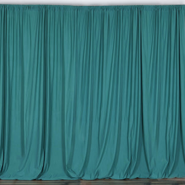 2 Pack Turquoise Scuba Polyester Event Curtain Drapes, Inherently Flame Resistant Backdrop Event Panels Wrinkle Free with Rod Pockets - 10ftx10ft