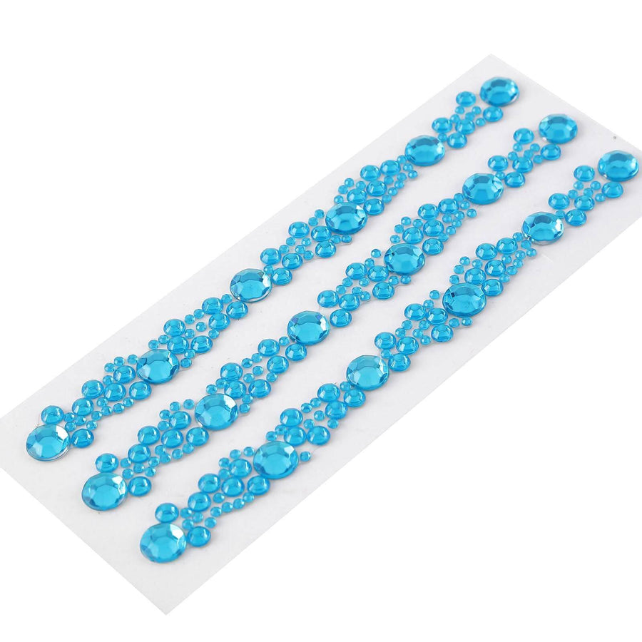3 Pack | Turquoise Heptagon Self Adhesive Rhinestone Gem Craft Stickers