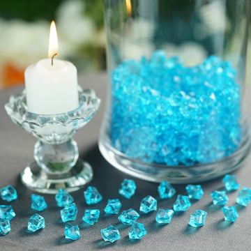 400 Pack Turquoise Mini Acrylic Ice Bead Vase Fillers, DIY Craft Crystals