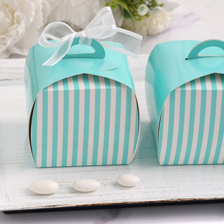 Turquoise/White Striped Cupcake Candy Treat Gift Boxes for Unforgettable Events