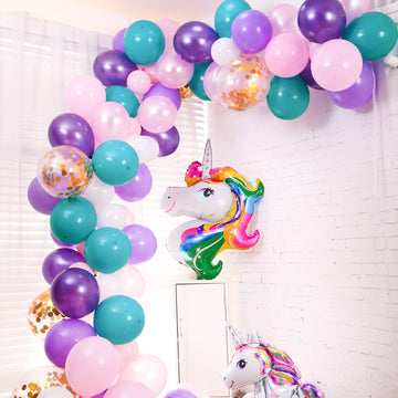 108 Pack Turquoise, Purple and Pink Unicorn DIY Balloon Garland Arch Kit