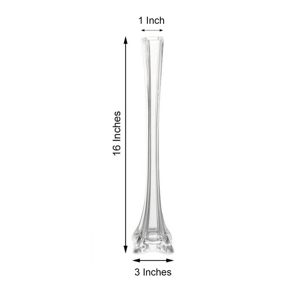 LACrafts 16 Glass Eiffel Tower Vases - 12 Pack - Clear