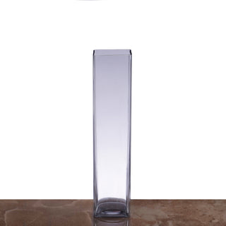 Clear Square Cylinder Glass Vase