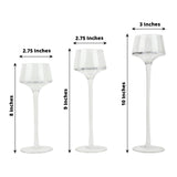 Set of 3 | Long-Stem Clear Glass Tealight Disc Candle Holders