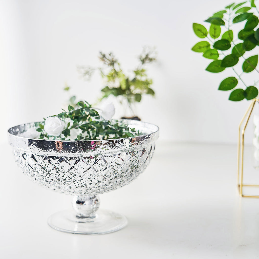 SILVER 8 Mercury Glass Compote Vase Bowl Centerpieces Event Wedding  Supplies
