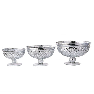 Set of three elegant silver decorative bowls in various sizes
