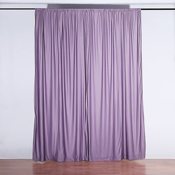 2 Pack Violet Amethyst Scuba Polyester Event Curtain Drapes, Inherently Flame Resistant Backdrop Event Panels Wrinkle Free with Rod Pockets - 10ftx10ft