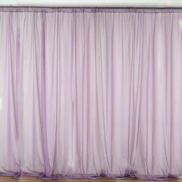 2 Pack Violet Amethyst Sheer Chiffon Event Curtain Drapes, Inherently Flame Resistant Premium Organza Backdrop Event Panels With Rod Pockets - 10ftx10ft