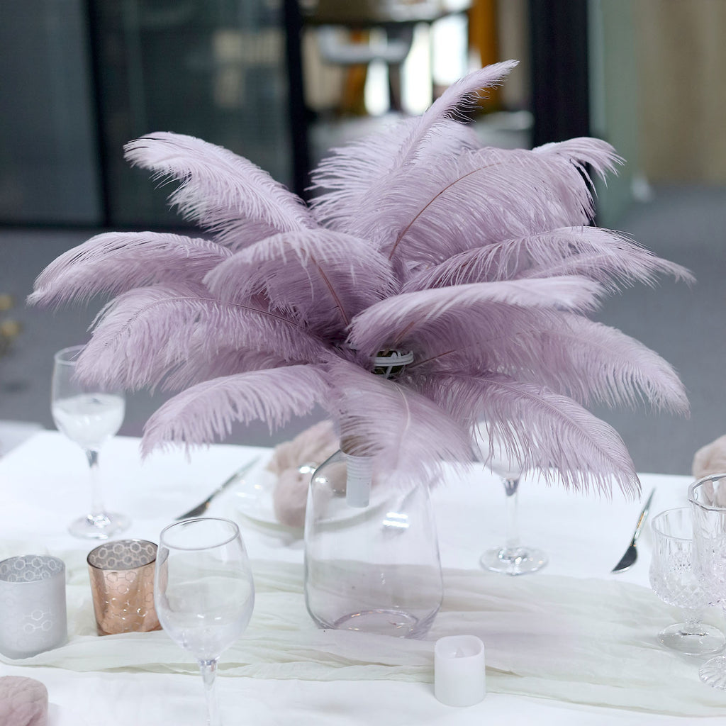 12 Pcs  Real Ostrich Feather Fringe Trim With Satin Ribbon Tape - Violet  Amethyst