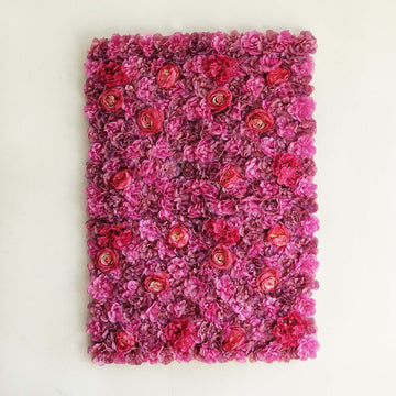 13 Sq ft. Violet Purple UV Protected Assorted Flower Wall Mat Backdrop - 4 Artificial Panels