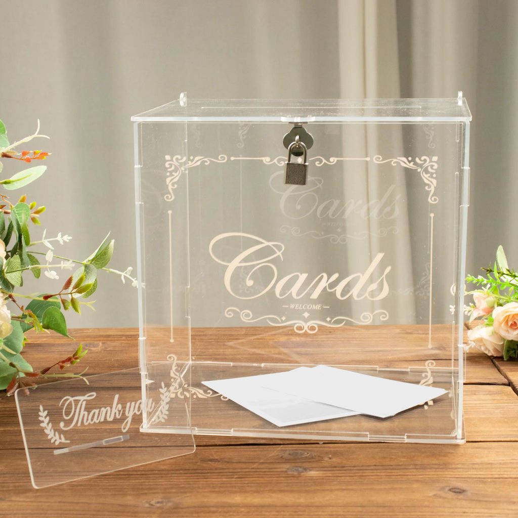 Elegant Clear wedding Set acrylic card box with Lock and sign cards &  gifts, Personalized Wedding Card Box, Clear Card Box, Wedding Card Box with  Lid