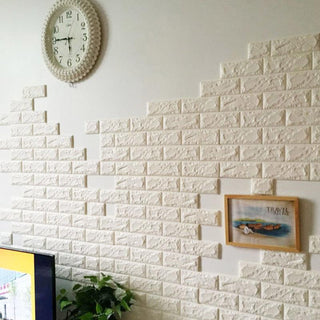 Enhance Your Space with White Foam Brick Peel And Stick 3D Wall Tile Panels