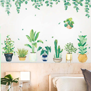 Transform Your Space with Green Tropical Potted Plants/Planters with Hanging Leaves Wall Decals Transform Your Space with Green Tropical Potted Plants/Planters with Hanging Leaves Wall Decals
