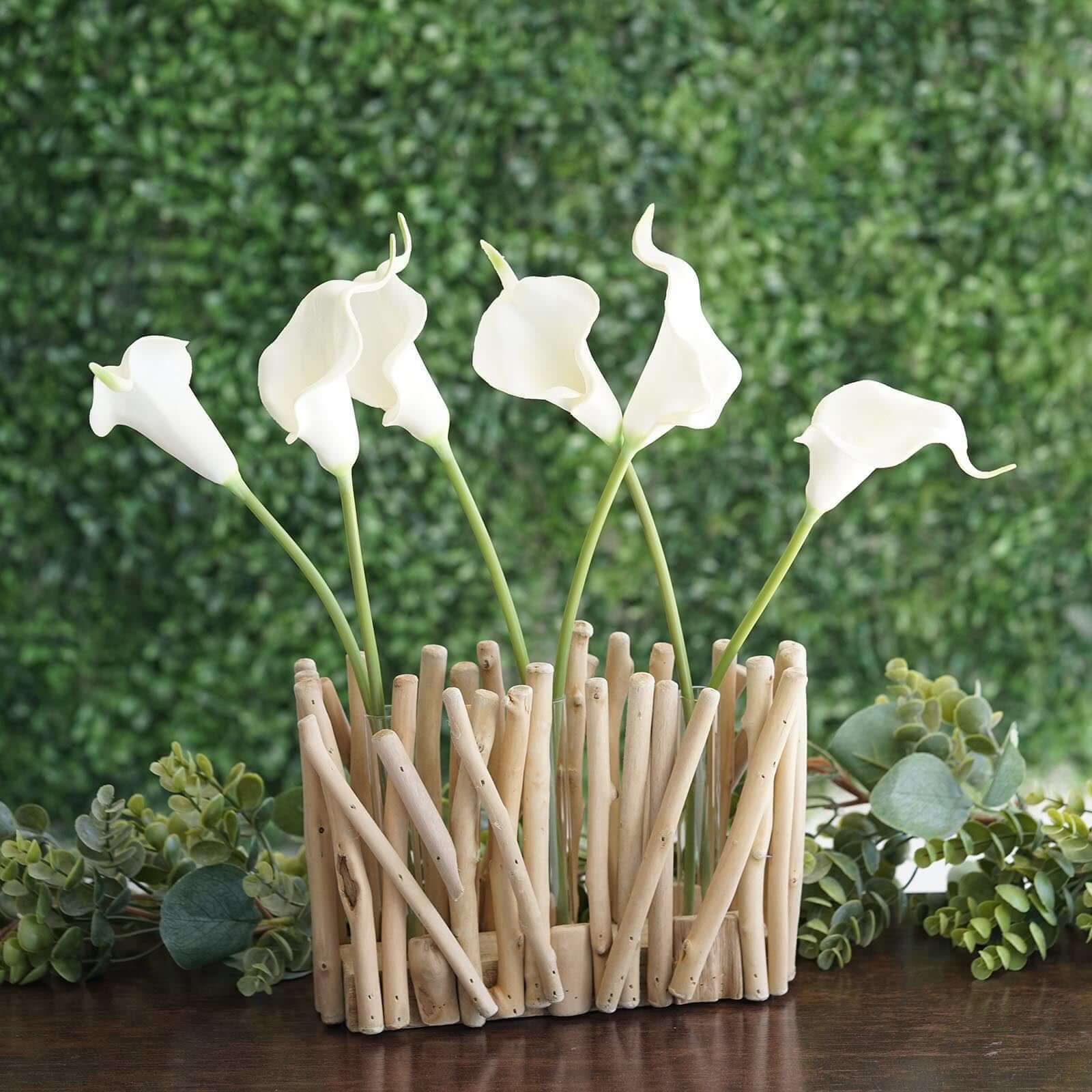 Driftwood Wooden Flower Vase | Glass Tubes | Glass Hydroponic Vase