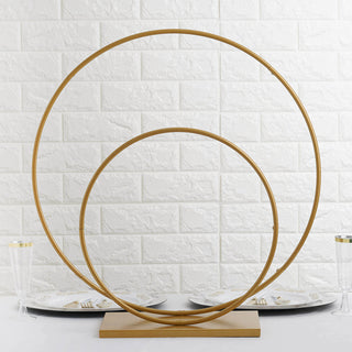 Create a Magical Atmosphere with Gold Double Metal Hoop Wedding Centerpiece Create a Magical Atmosphere with Gold Double Metal Hoop Wedding Centerpiece