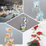 5Ft | 4-Tiered Gold Hoop Pillar Flower Stand, Metal Wedding Arch Table Centerpiece - Hoop Wreath