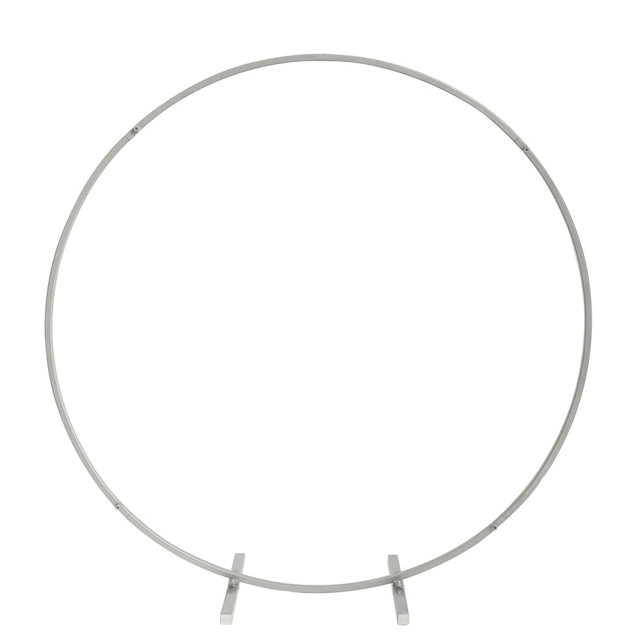 32Inch Silver Round Hoop Wedding Centerpiece, Self Standing Table Floral Wreath Frame#whtbkgd