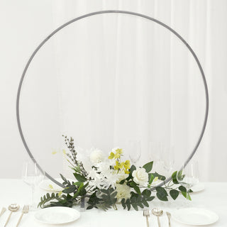 Add a Touch of Elegance with the Silver Metal Round Hoop Wedding Centerpiece