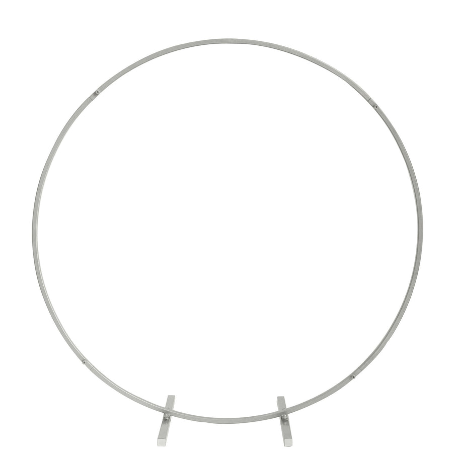 36Inch Silver Metal Round Hoop Wedding Centerpiece, Self Standing Table Floral Wreath Frame#whtbkgd
