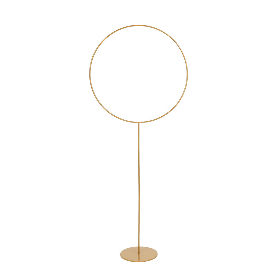 7Ft | Gold Balloon Column With Hoop Flower Pillar Stand, Metal Arch Table Centerpiece