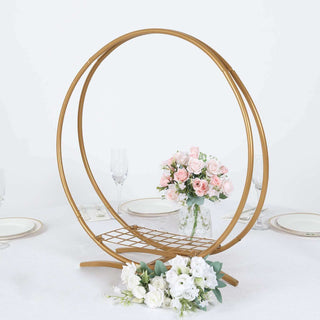 Stunning Gold Metal Double Hoop Wedding Cake Display Stand Stunning Gold Metal Double Hoop Wedding Cake Display Stand