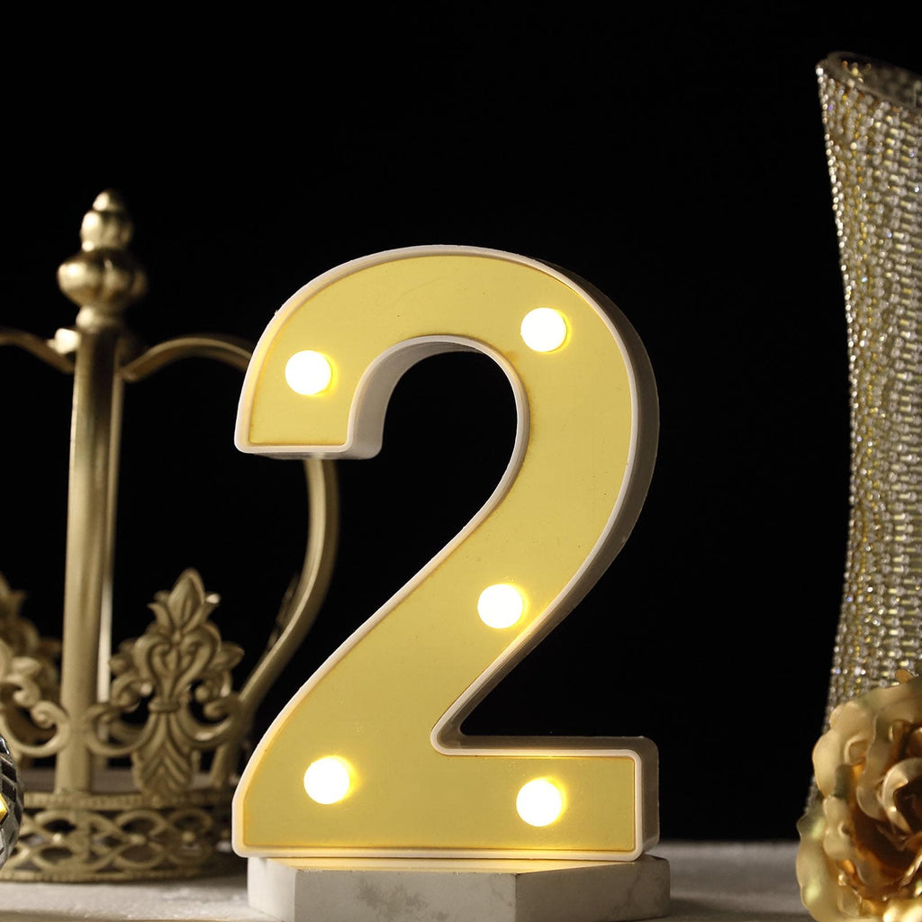 Gold 3D Marquee Numbers - Warm White 3 LED Light Up Numbers