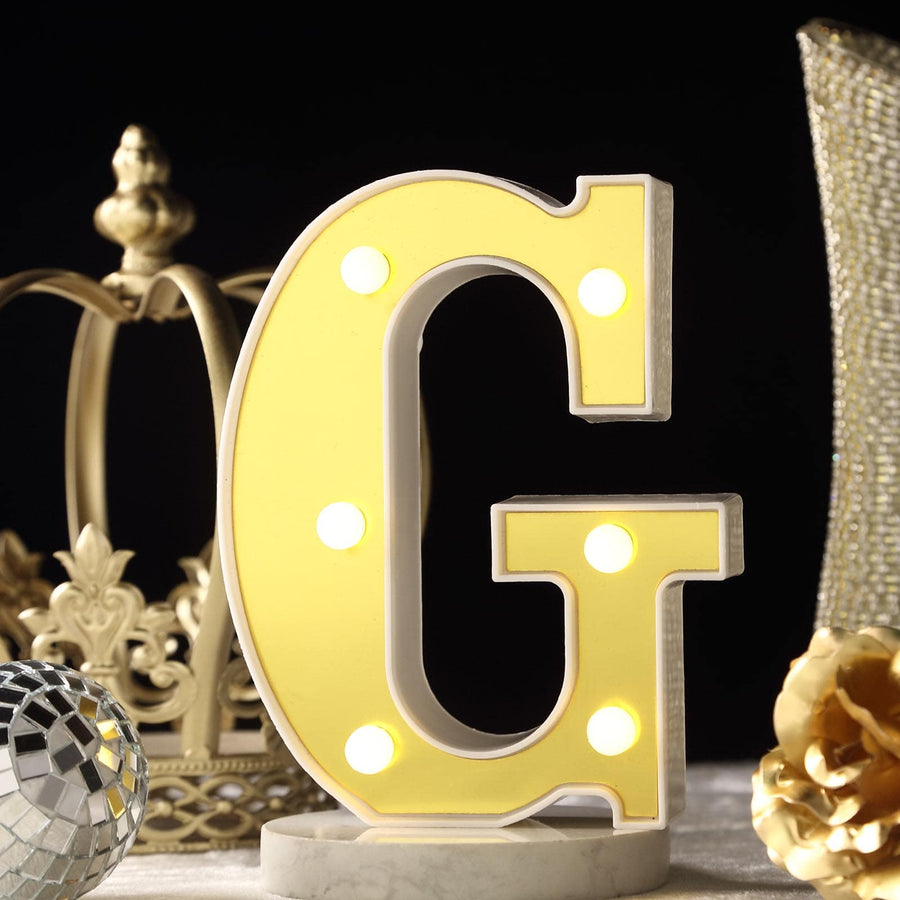 6" Gold 3D Marquee Letters | Warm White 6 LED Light Up Letters | G#whtbkgd