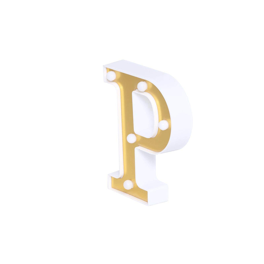 6 Gold 3D Marquee Letters | Warm White 5 LED Light Up Letters | P
