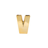 6inch Shiny Gold Plated Ceramic Letter "V" Sculpture Bud Vase, Flower Planter Pot Table #whtbkgd
