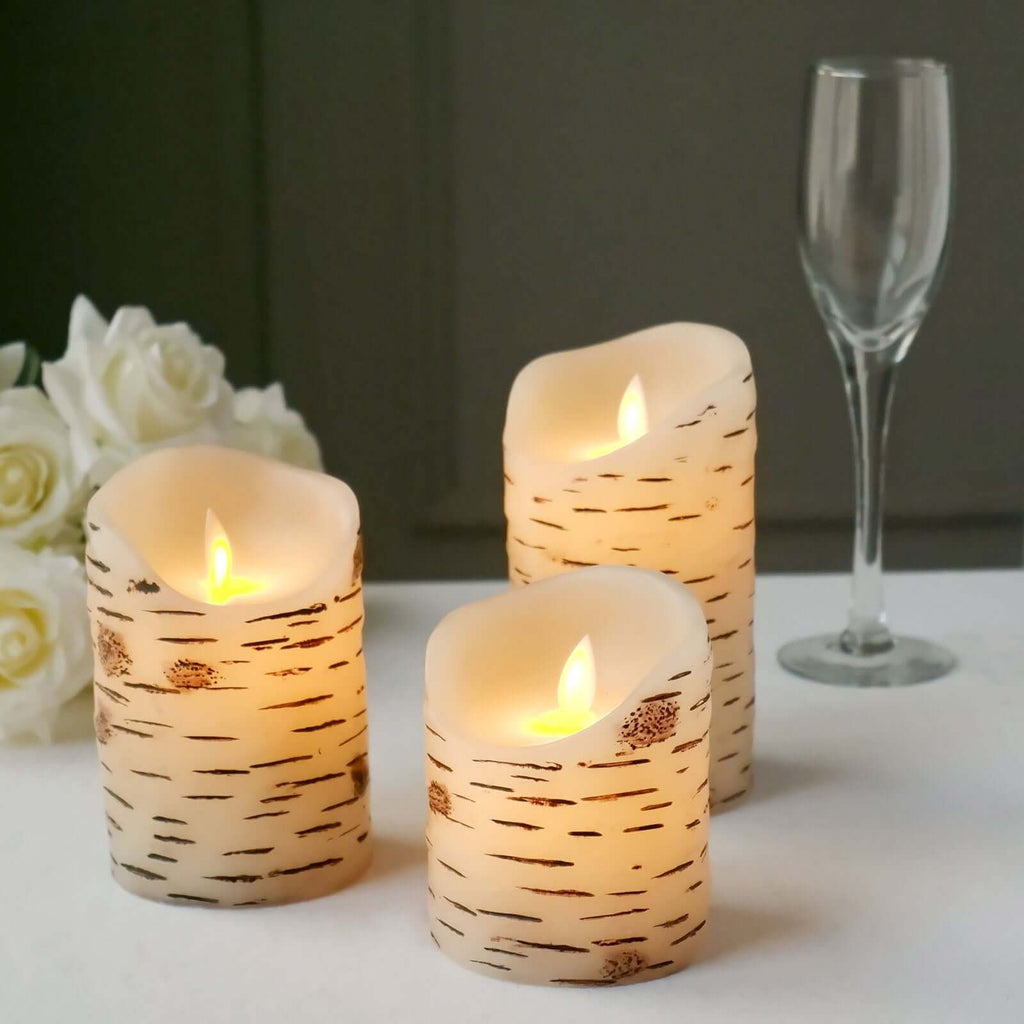 Set Of 3 Warm White Battery Operated Candles