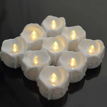 12 Pack 1.5" Warm White Realistic Flameless LED Tealight Candles, Battery Operated Luminaria Candles