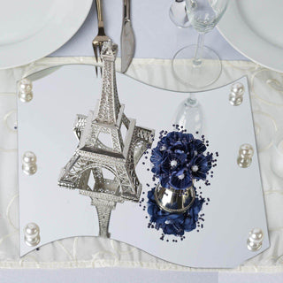 Elegant Silver Wave Glass Mirror Table Centerpiece Elegant Silver Wave Glass Mirror Table Centerpiece