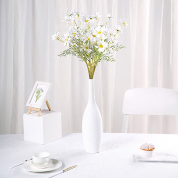 6 Bushes White Artificial Silk Daisy Flower Stem Bouquet Branches