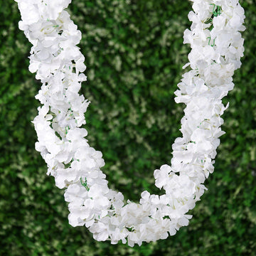 7ft White Artificial Silk Hydrangea Hanging Flower Garland Vine