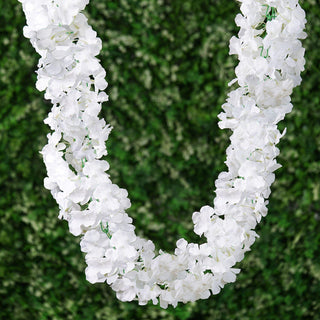Elegant White Artificial Silk Hydrangea Hanging Flower Garland Vine