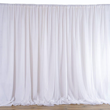 White Chiffon Polyester Event Curtain Drapes, Dual Layer Divider Backdrop Event Panels with Rod Pockets - 20ftx10ft