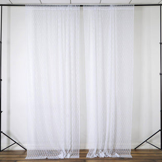 Elegant White Fire Retardant Floral Lace Sheer Curtains