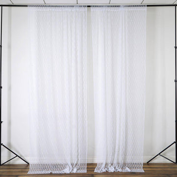 2 Pack 5ftx10ft White Fire Retardant Floral Lace Sheer Curtains With Rod Pockets